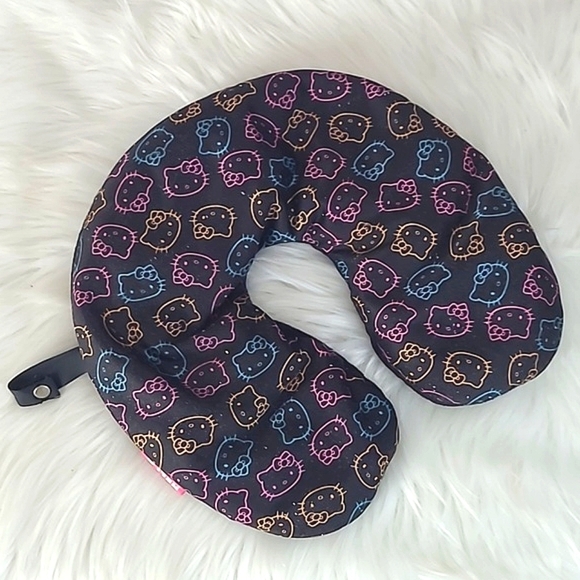 Hello Kitty Black All Over Print Travel Vacation Airline Comfort Neck Pillow - Picture 7 of 10